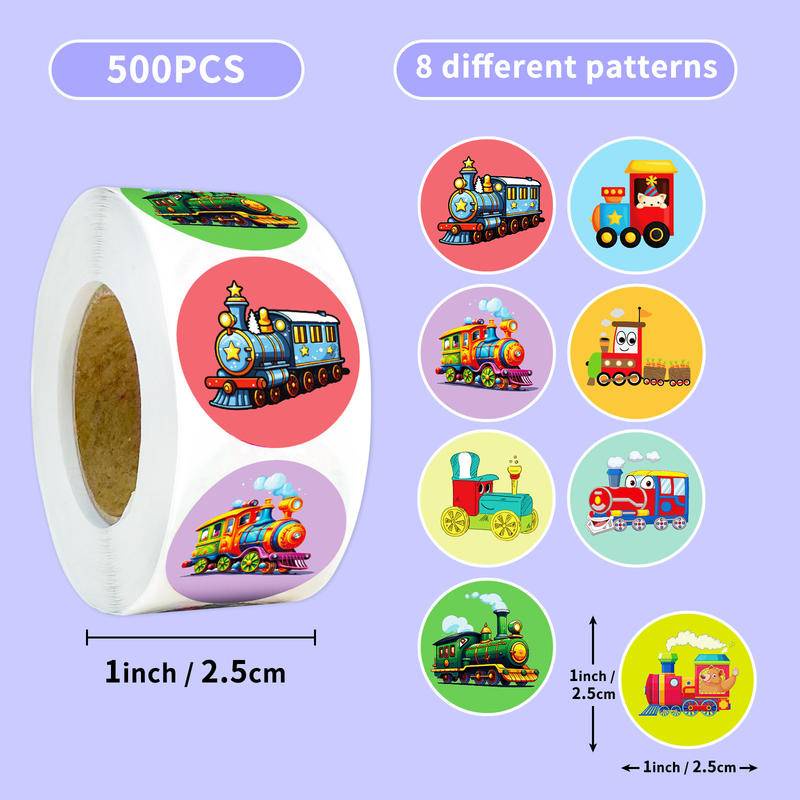 500 Sheets/Roll Cute Cartoon Little Train Children Reward Stickers ...