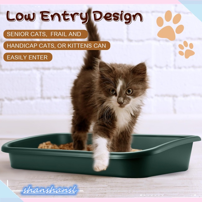 Shanshan Low Entry Senior Cat Litter Box Large Size Low Entry Open Top Pet Litter Box Cat Toilet For Senior Kitten Shopee Singapore