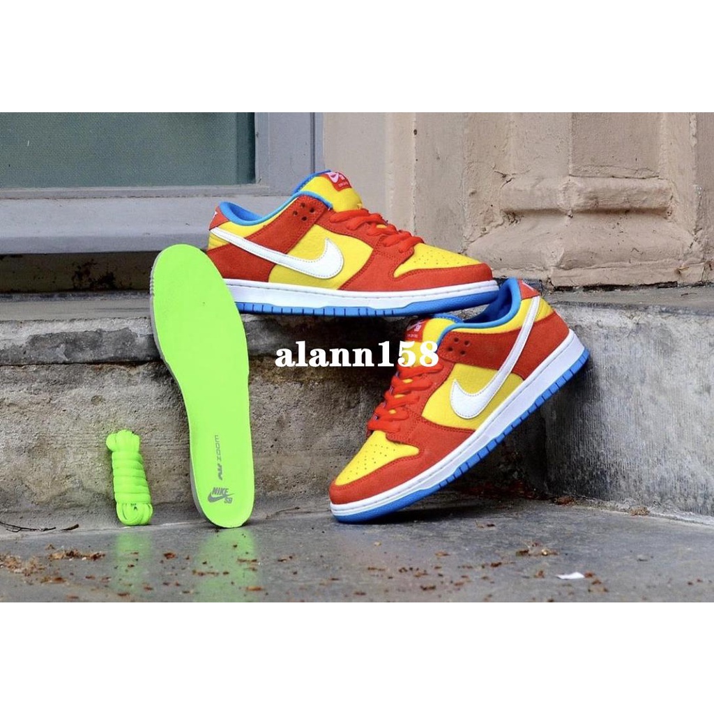 NIKE SB DUNK LOW BART SIMPSON yellow red blue suede skateboard