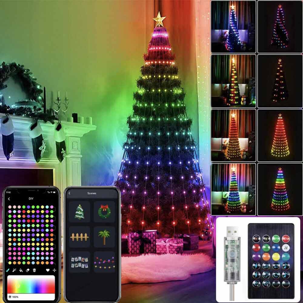 5/10M USB Christmas Tree LED String Lights with Smart Bluetooth App
