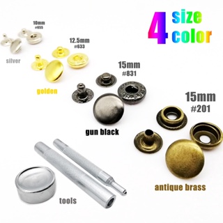 Metal Leather Snap Fastener Button Kit with Tools for Clothing, Jackets,  Jeans, Bracelets, Bags, 12.5mm Gold Silver Antique Brass Gunmetal