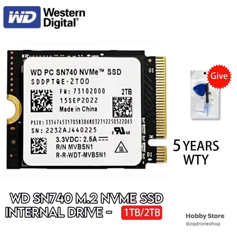 WD SN740 2TB SSD 2230 Rog ally steamdeck-