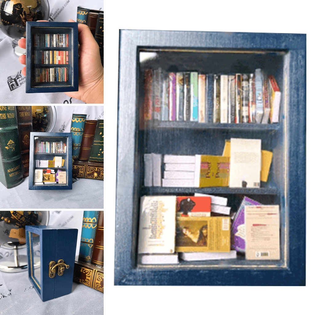 Anxiety Bookshelf Miniature Wooden Bookshelf Book Match Boxes Display