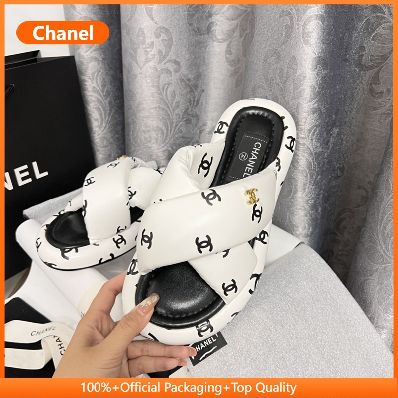 White deals chanel slippers