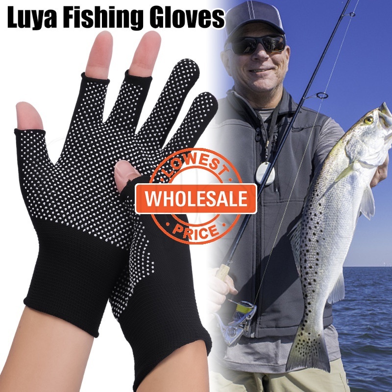 Wholesale] Anti Slip Three Finger Fishing Gloves/ Wear Resistant Labor  Protection Equipment/ Elastic Nylon Fingerless Thin Gloves/ Outdoor Cycling  Sun Protection Sports Gloves