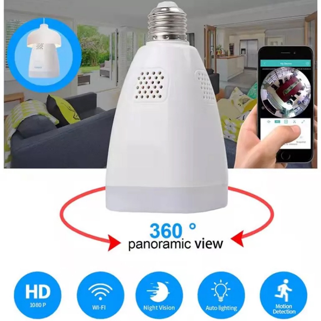 Tuya 3MP Fisheye 360 Panoramic E27 Lamp Wifi Camera WiFi Light