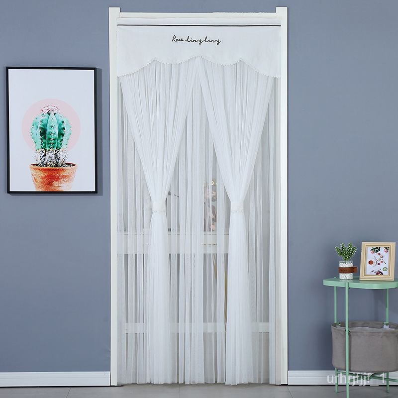 Fabric Door Curtain Lace Partition New Chinese Style Punch Free Household Bedroom Nordic White Summer Curtain202 Sho Singapore