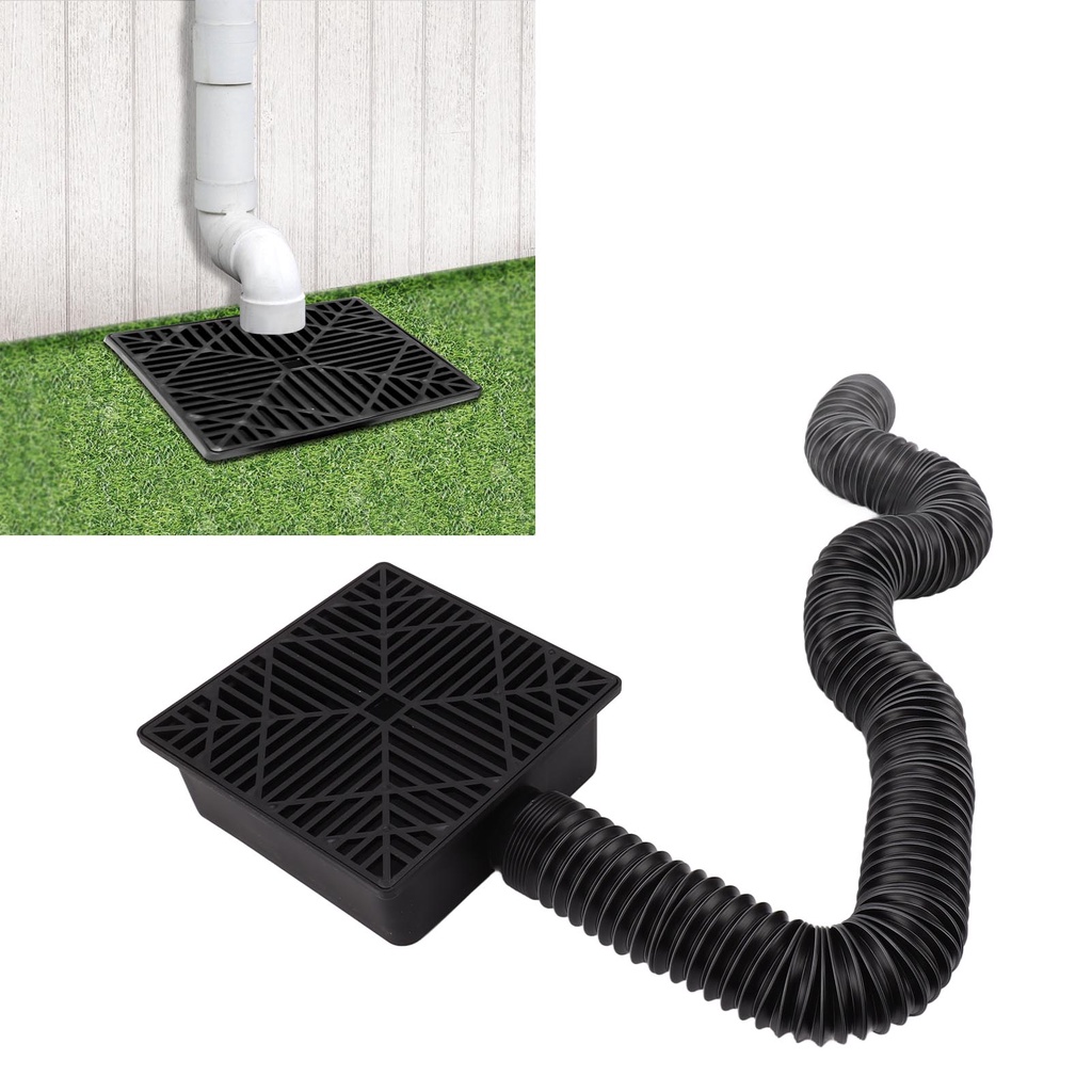 [herebuy] Black Gutter Downspout Extensions Catch Basin Low Profile Downspout Extender Catch