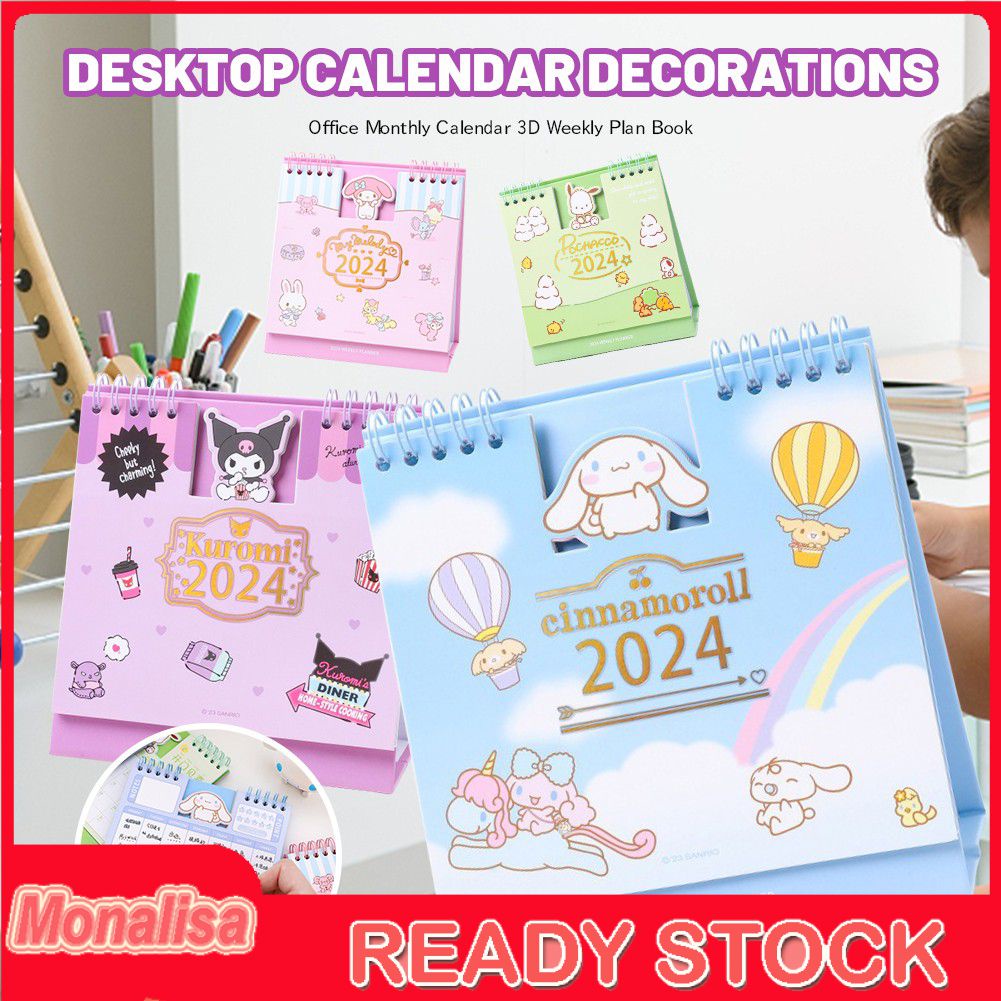 Sanrio's 2024 Cute Kuromi My Melody Calendar Vertical Weekly Planner