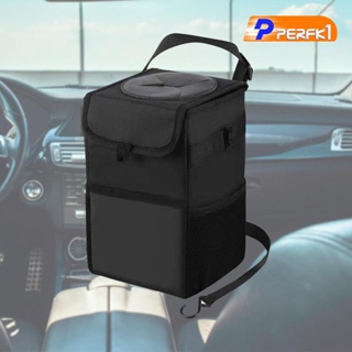 Portable Folding Car Trash Can with Lid and Storage Pockets