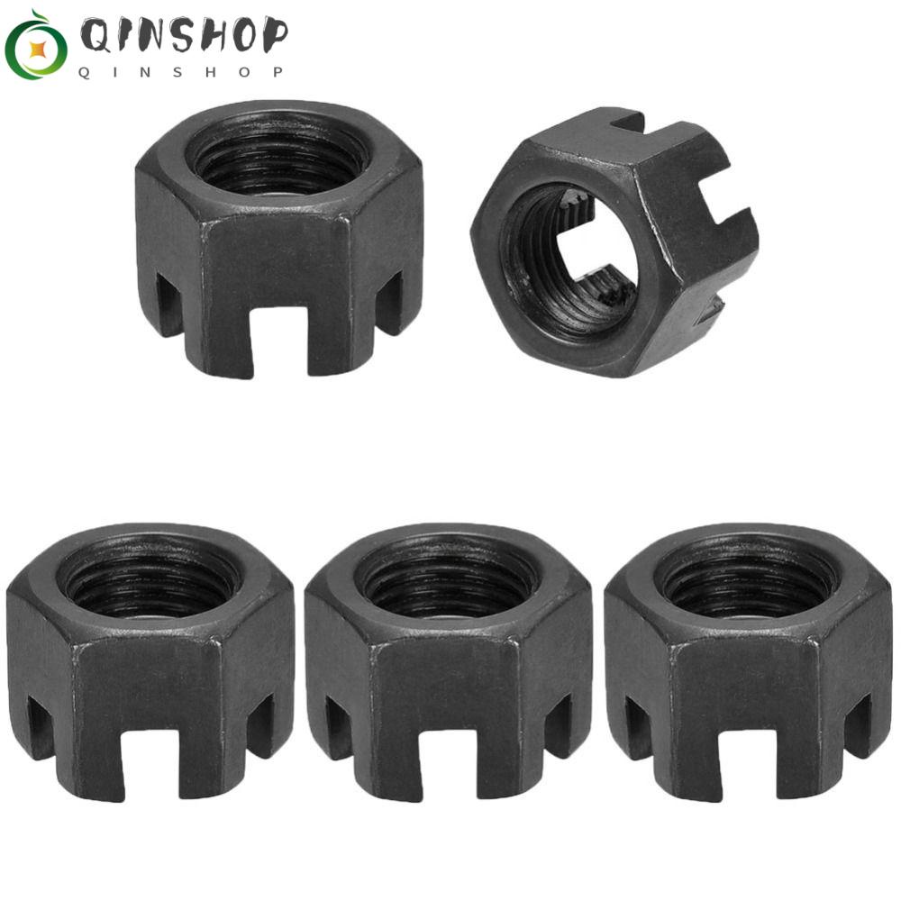 5Pcs Hexagon Slotted Nut, Grade 4.8 Carbon Steel 6 Sizes Hex
