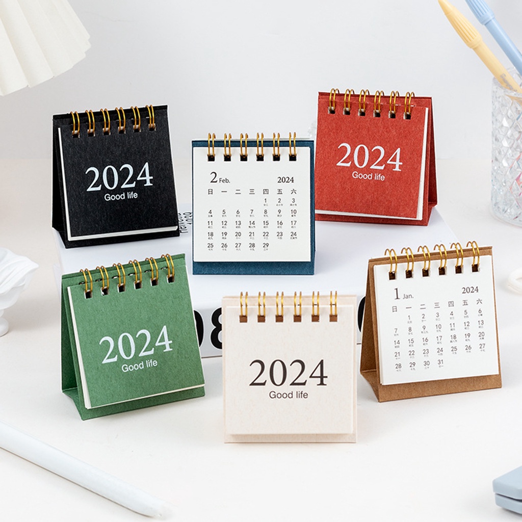 Mini Desk Calendar Simple Style Plan Book Spiral Coil Page Turning Date ...