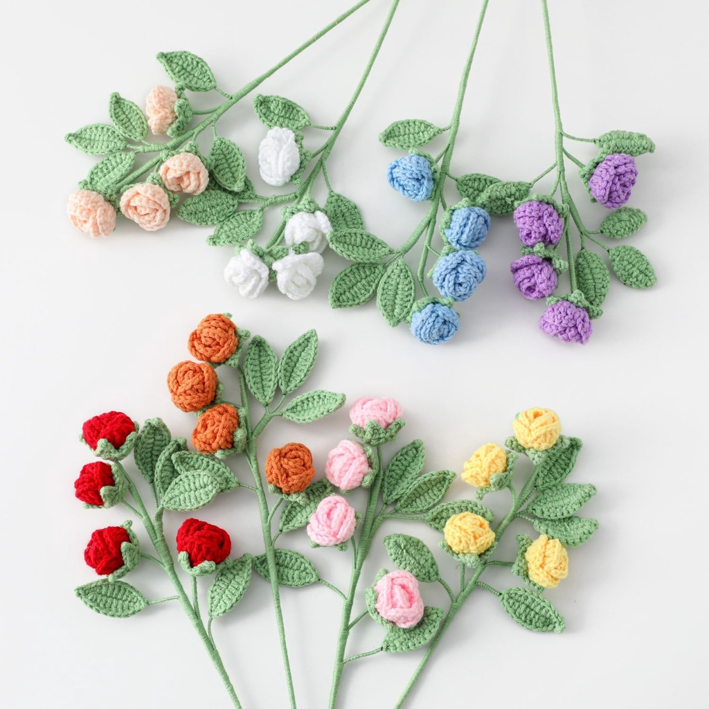 Crochet Multi headed Rose Bouquet Handmade Finished Home Decor Birthday ...