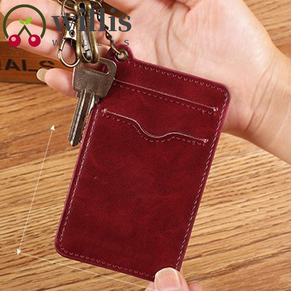 WILLIS Men Badge Case Portable Keychain Card Holder Women Double Sided