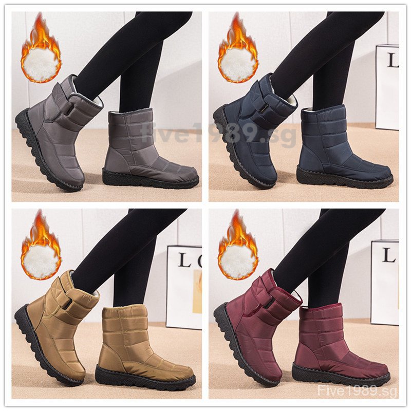 Ready stock ladies snow boots Waterproof warm fleecefleece cotton