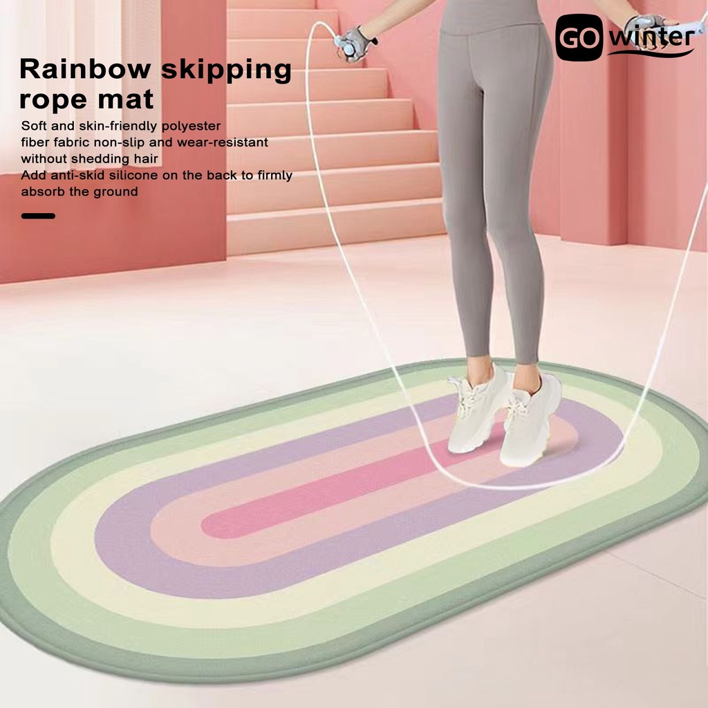 (GW)100x50CM Rainbow Color Jump Rope Mat Doublesided Antislip