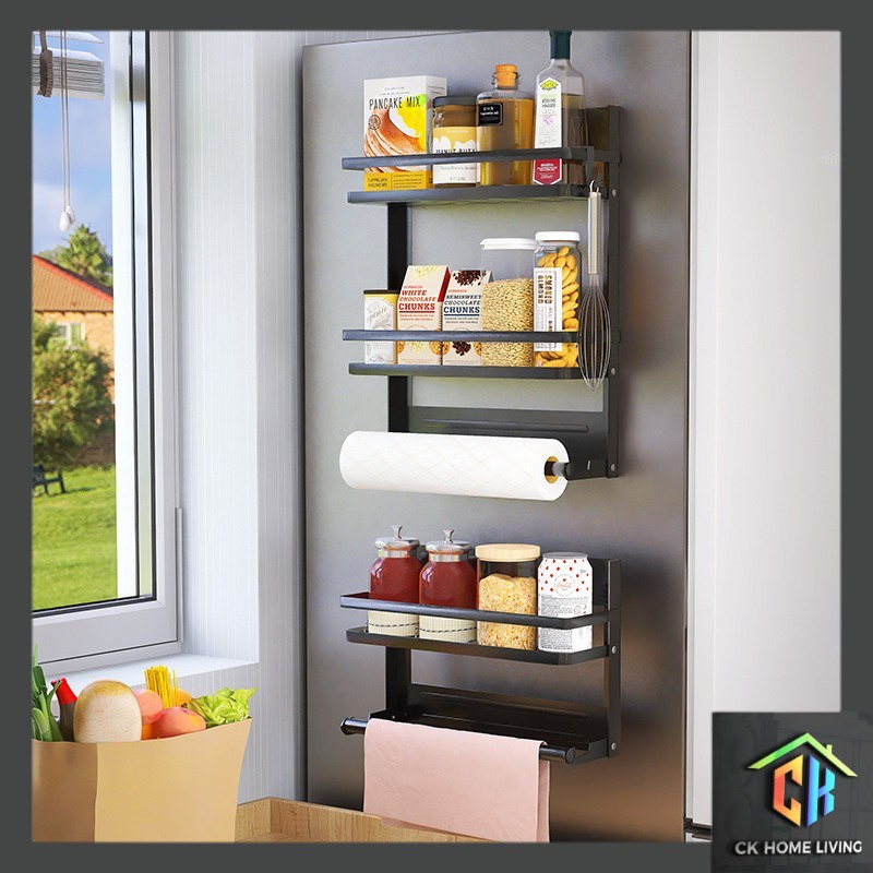 Kitchen Magnetic Refrigerator Rack Double-layer Microwave Oven Washing ...