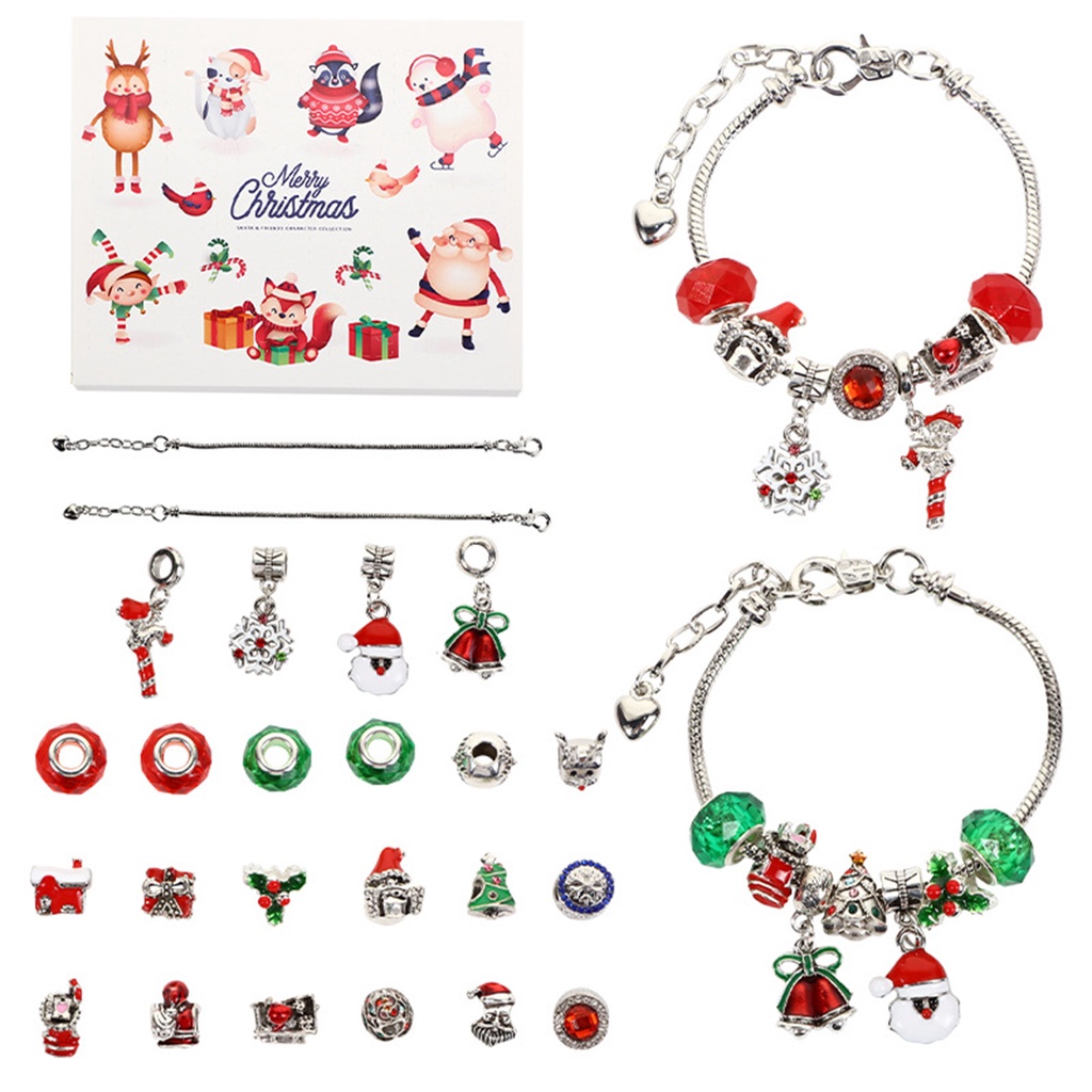 24 Days Christmas Bracelet Gift Set, Diy Bracelet Making Kit For Women Kids