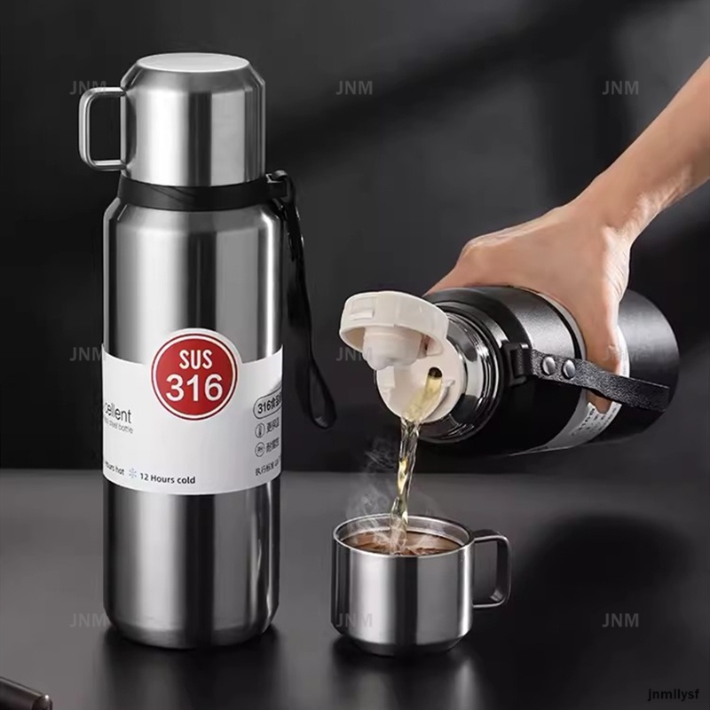 1000ml Thermos Bottle with Lid Cup 316 Stainless Steel Vacuum