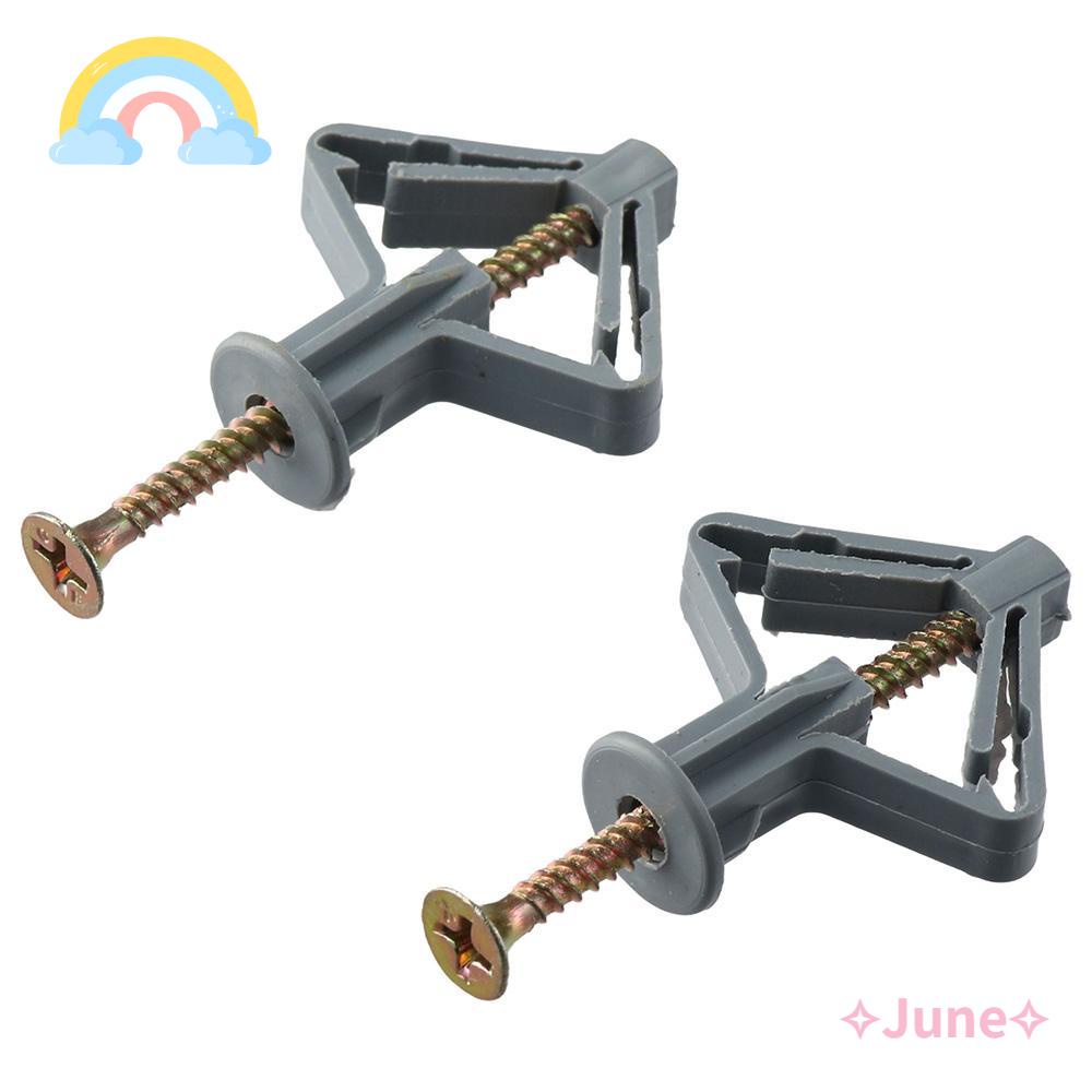 JUNE 100 PCS Drywall Anchor Kit, Grey Plastic Hollow Wall Anchors