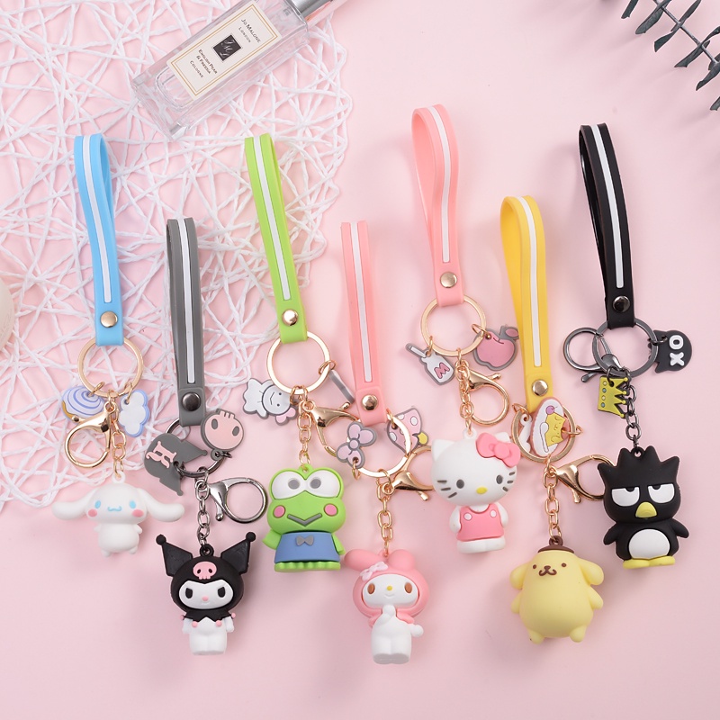 Sanrio Keychain Kuromi hellokitty My Melody Cinnamoroll PVCSoft Rubber ...