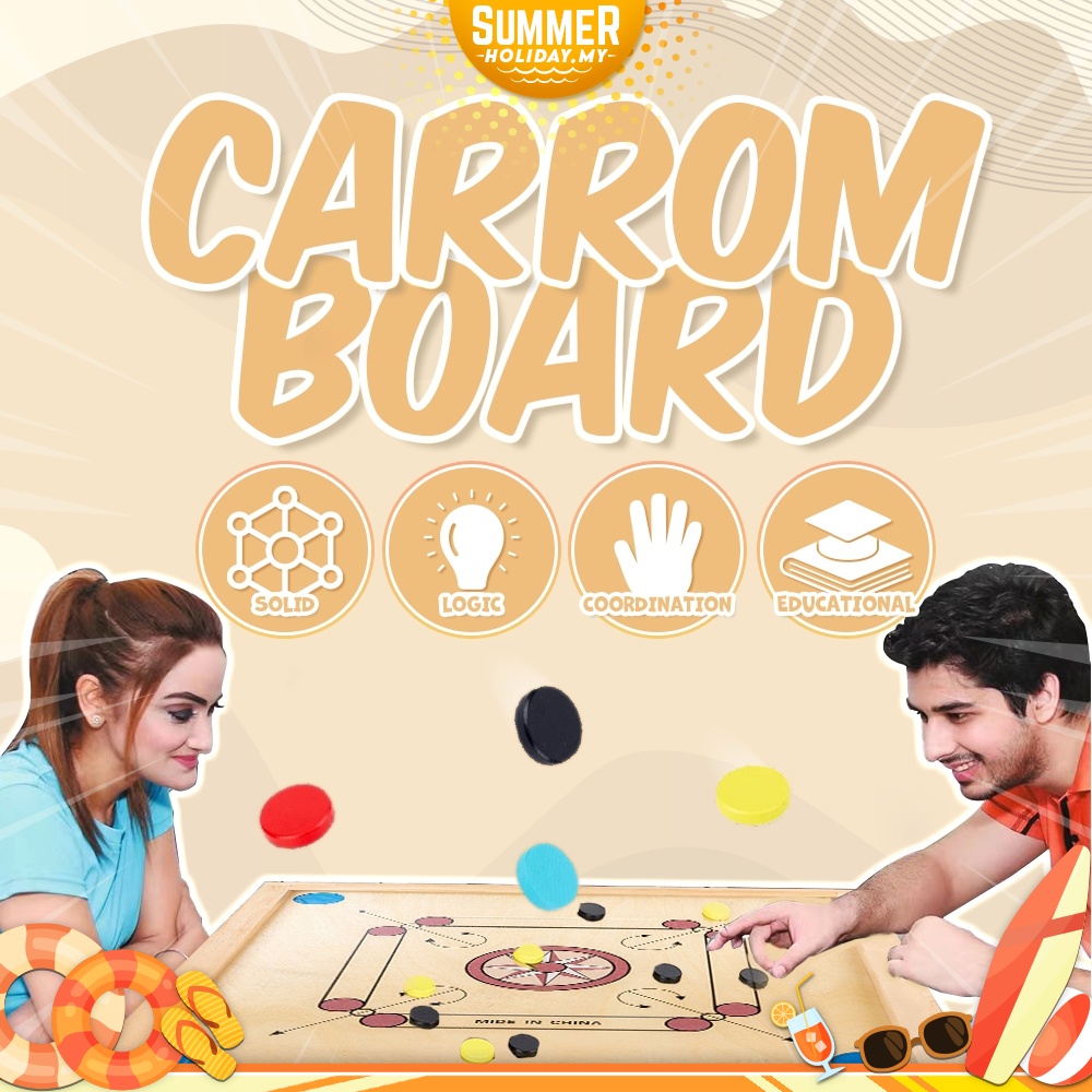 Mini Carrom Board Table Player Plays Papan Carrom For Children Adult Family Game Boardgame