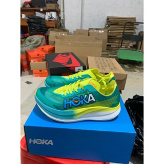 2023New Best Price HOKA ONE ONE Unisex Rocket X 2 Shock Absorption Running Shoes Blue Yellow Shopee Singapore