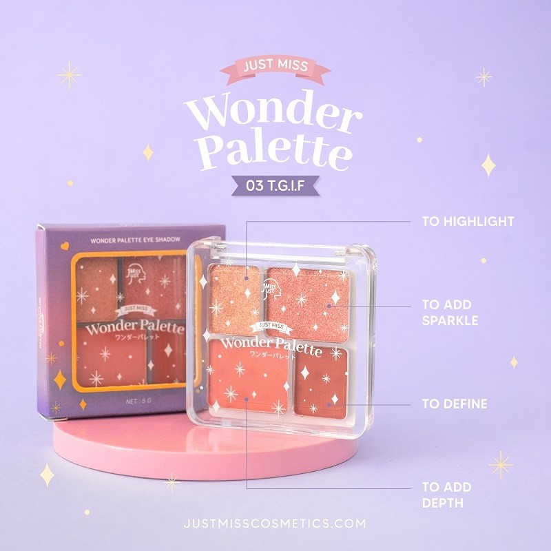Just Miss Wonder Palette Eye Shadow BPOM 5 g 4 Warna Makeup Mata / Merah Jingga Official - Gambar 3
