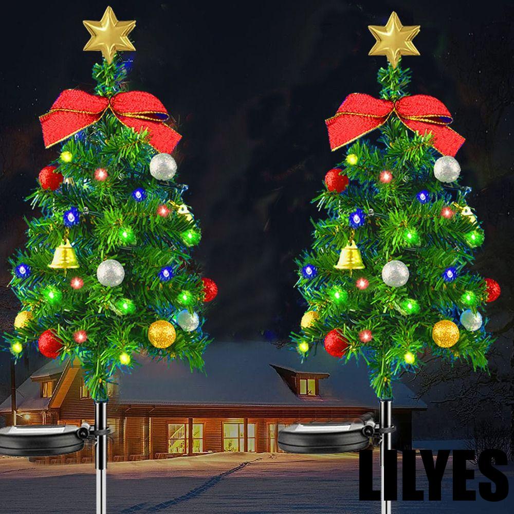 LILYES Solar Christmas Tree Lights, Spotlight Four Colors Christmas
