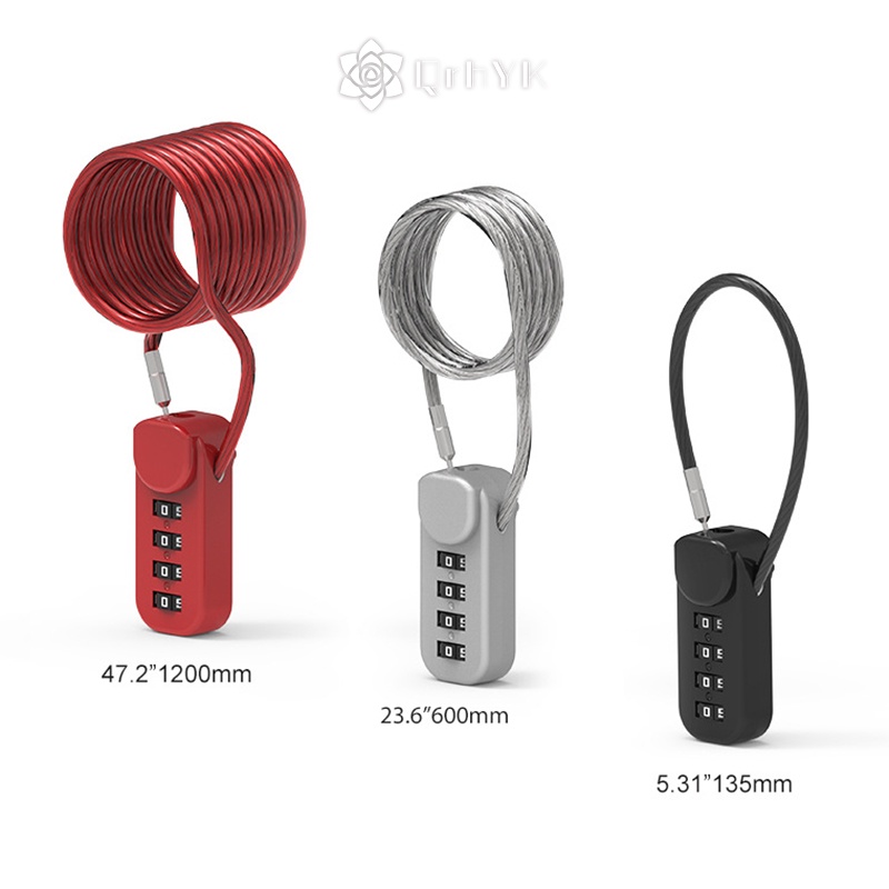 QrhYK 4 Digit Combination Code Number Lock With Spring Coil Wire Rope ...