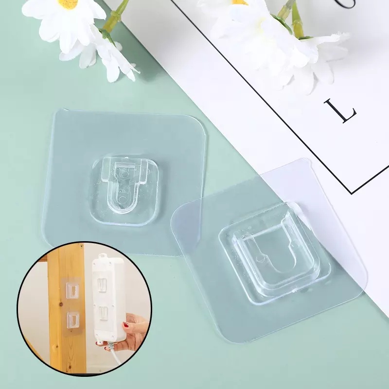 1 Pair of Strong Magic Hook Without Nail Transparent Sticky Hanging ...
