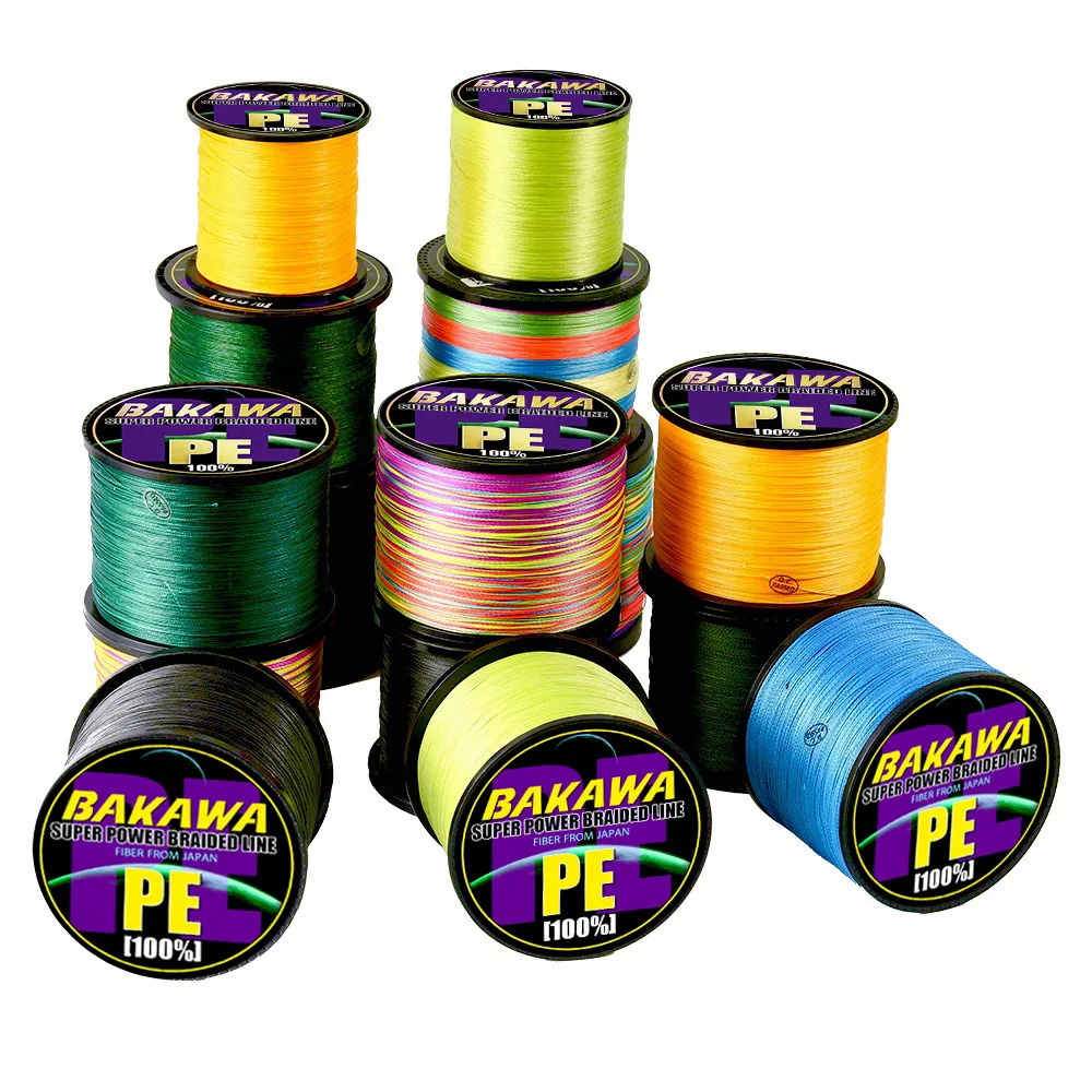 BAKAWA Fishing Line 8 Strands 300M 500M 1000M Japanese 100% PE  Multifilament Smooth Sea Saltwater Weave Fly Carp Cord Wire
