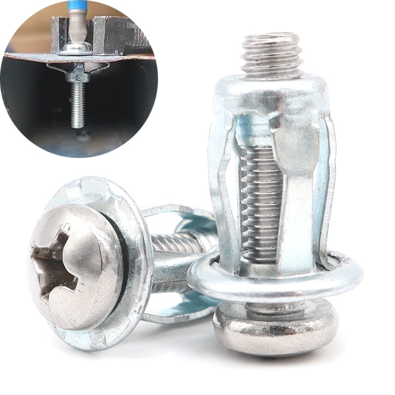 Expanding Screw For Petal Nut 80Pcs M4 X 20 Jack Nuts Petal Nuts Expansion Nut Hollow Metal Cavity Fixing Hollow Door Anchor With Screws Assembly For Hollow Wall Iron Skin Line Use