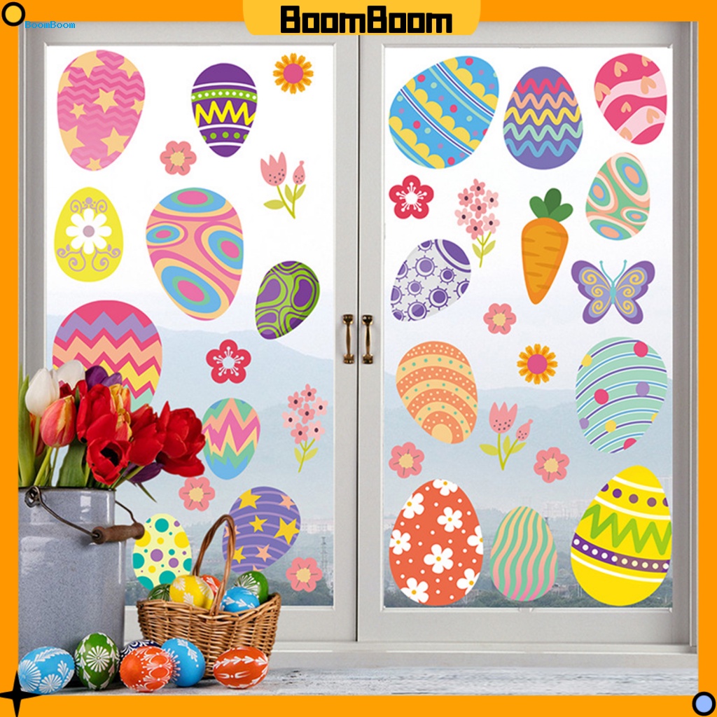 BoomBoom Easter Egg Window Clings No Glue Window Decals 2 Pcs Easter ...