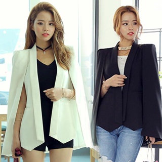 Womens Casual Cape Open Front Split Sleeve Bussiness Blazer Jacket Coat 