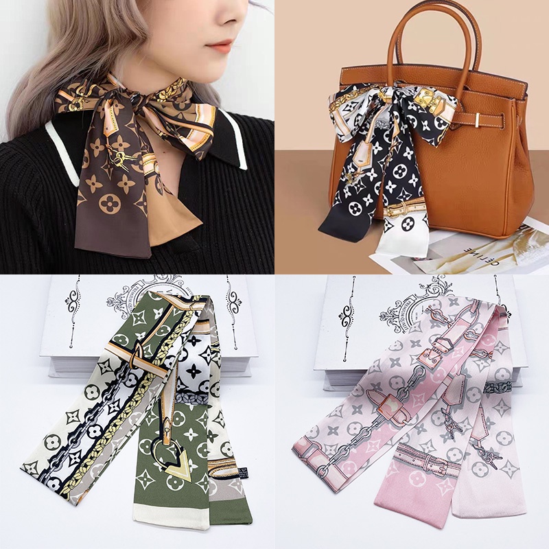 New French long silk scarf strap bag handle women's silk scarf fashion ...