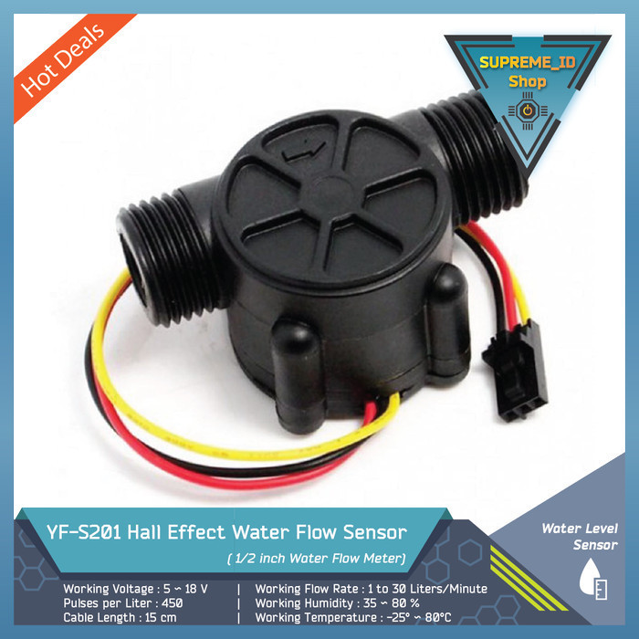 Yfs201 Hall Effect Water Flow Meter Flow Sensor 0.5" 1/2 Inch YFS201