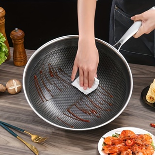 1Pc Honeycomb Frying Pan Stainless Steel Frying Pan Non-Stick Cookware 