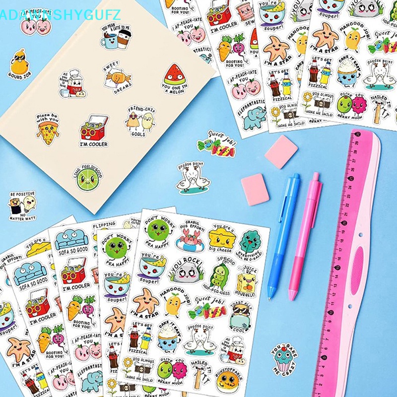 Adfz 100Pcs English Cartoon Animal Fruit Fun Reward Sticker For Kids ...
