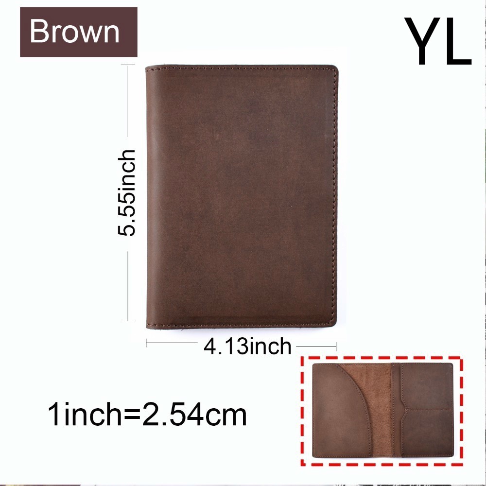 Vintage Genuine Cow Leather Passport Cover Wallet - Travel Credit Card Holder Unisex
