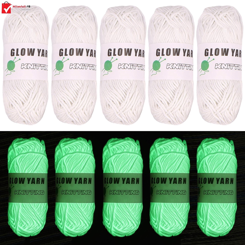 5 Rolls Glow in The Dark Yarn 58 Yard Luminous Yarn for Crocheting Soft