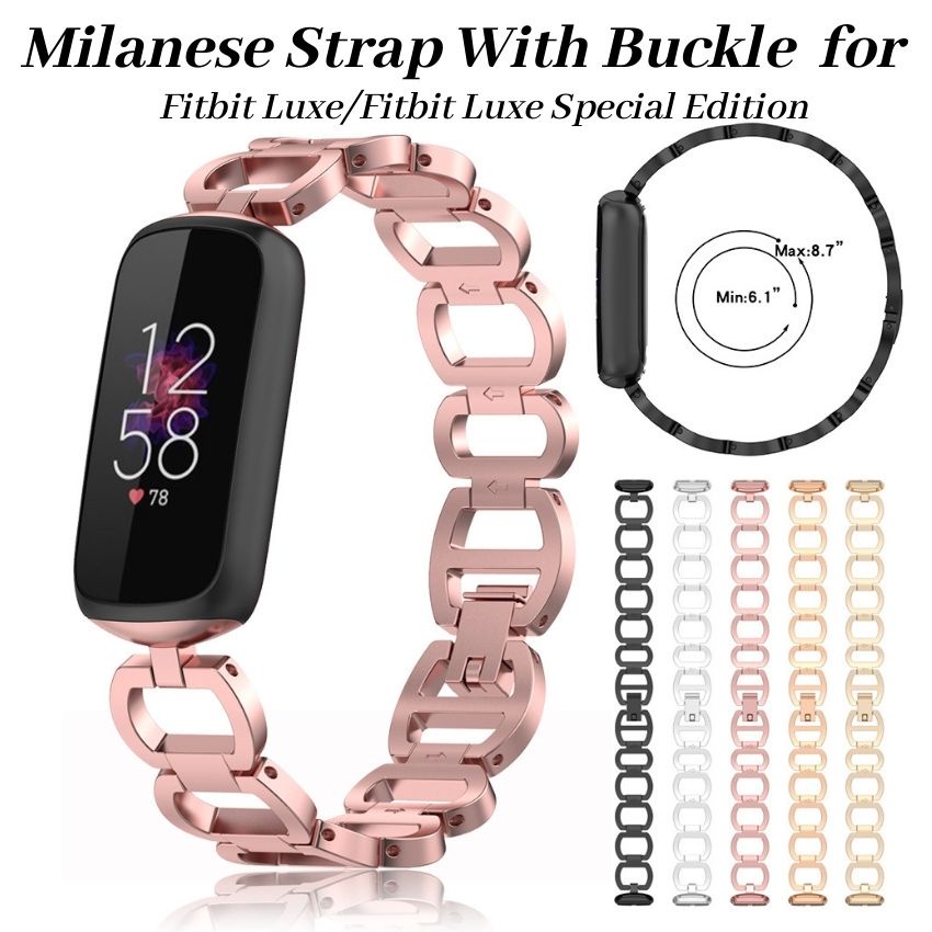 Compatible with Fitbit Luxe Band Adjustable Stainless Steel Parker Link  Bracelet Replacement Wristbands Classy Dressy Straps for Luxe Accessories  for