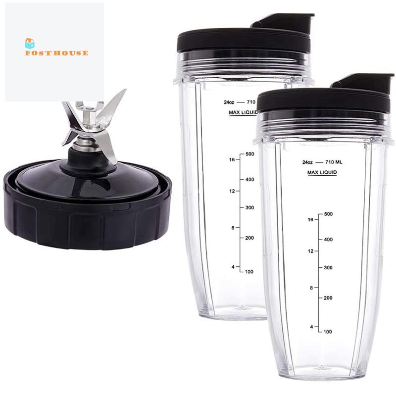 24OZ Replacement Cups Compatible For Ninja Nutri BN401, BN701, SS101,  BN400, BN800, BN801 Blender