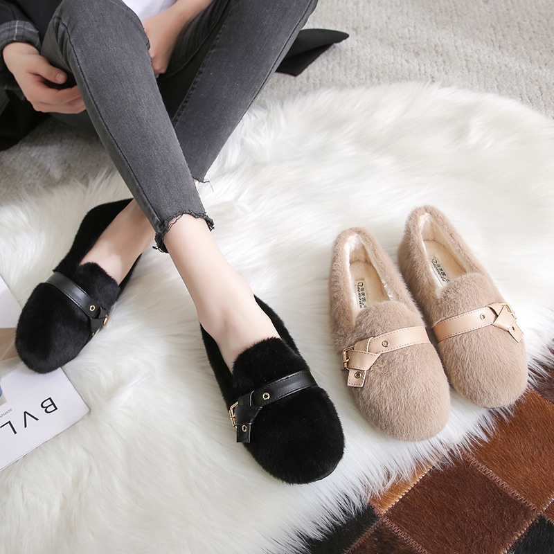 Winter Women's Shoes Plus Size 4143 Furry Shoes Thick Bottom Lazy One