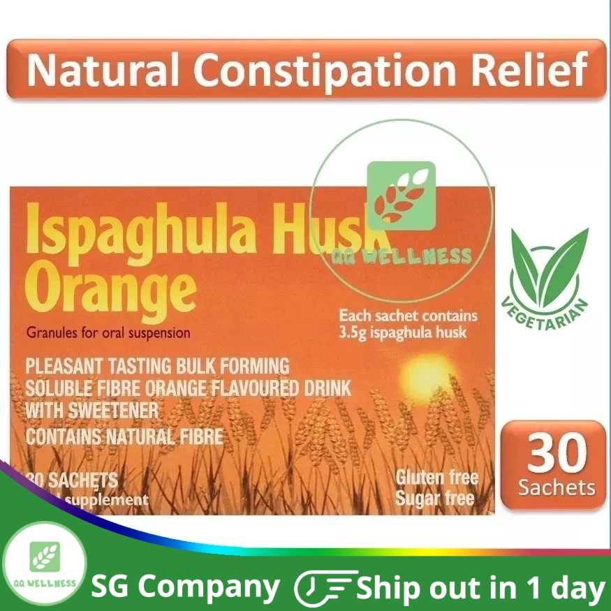 Ispaghula Husk Orange Natural Fiber Drink 30 Sachets Gluten Free Sugar