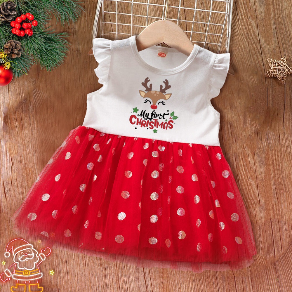 strapless open back dress Girl Christmas Dress Girl Formal Dresses Baby Girl Red Long Sleeve Puf –  marryshe