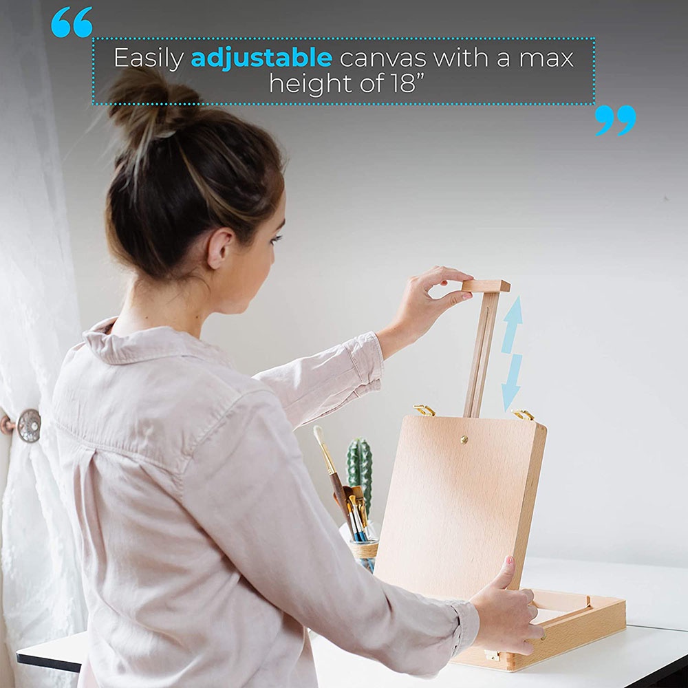 Beechwood Small Adjustable Wood Table Sketch box Easel Portable Wooden ...