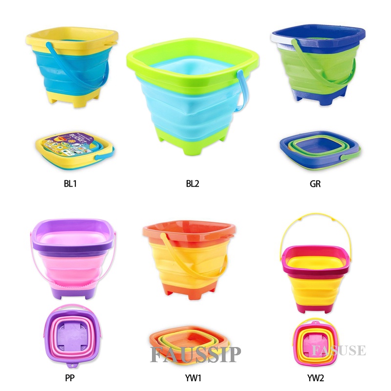 FAUSE Folding Bucket Portable Beach Bucket Sand Toy Collapsible Multi ...