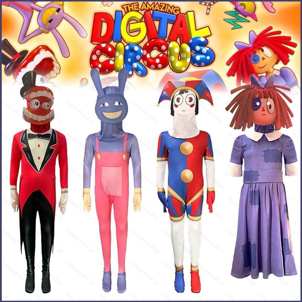 YE Kids THE AMAZING DIGITAL CIRCUS Pomni Jax Ragatha Kinger Cosplay Costume  Jumpsuit with Mask Gifts Halloween | Shopee Singapore