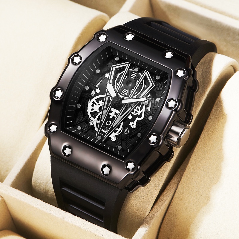 Men's Wine Bucket Watch Large Dial Men's Quartz Watch Waterproof Sports ...
